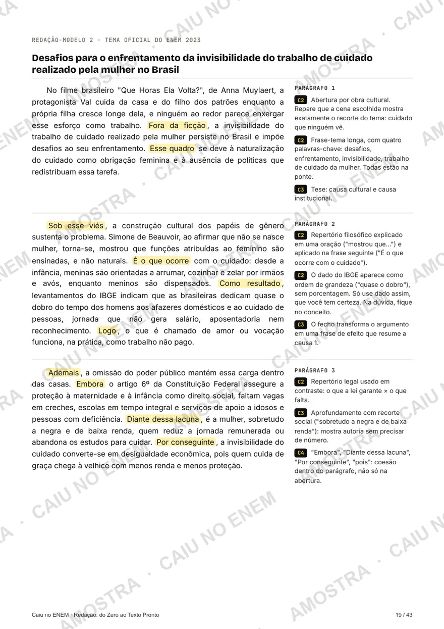 Página da segunda redação-modelo
