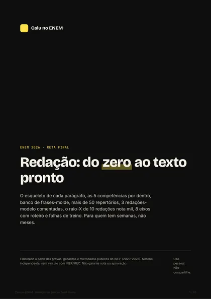 Capa do material de redação
