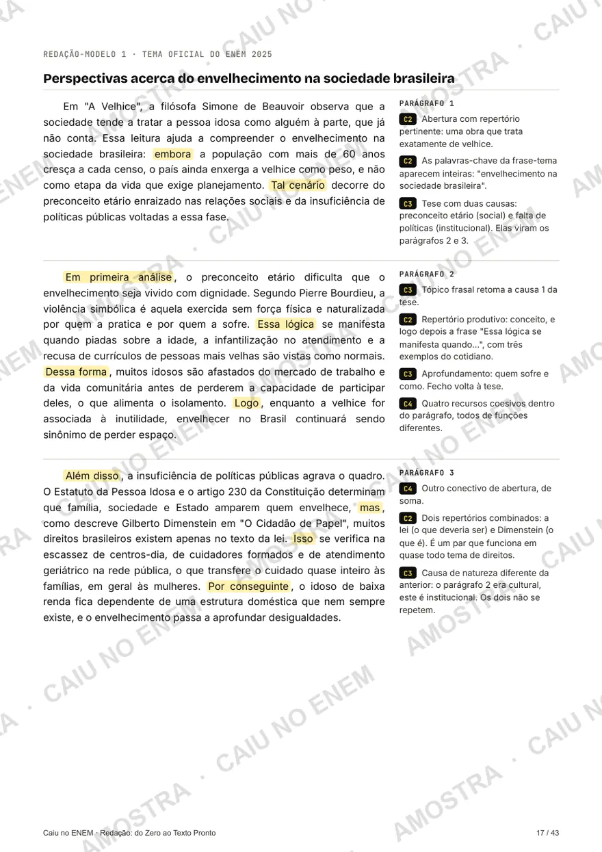 Página de redação-modelo comentada