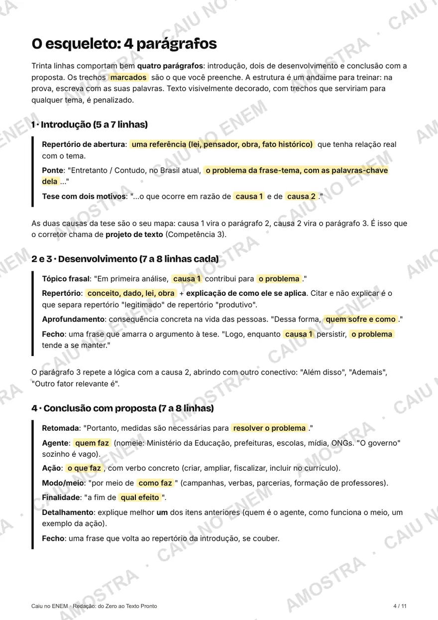 Página do esqueleto da redação